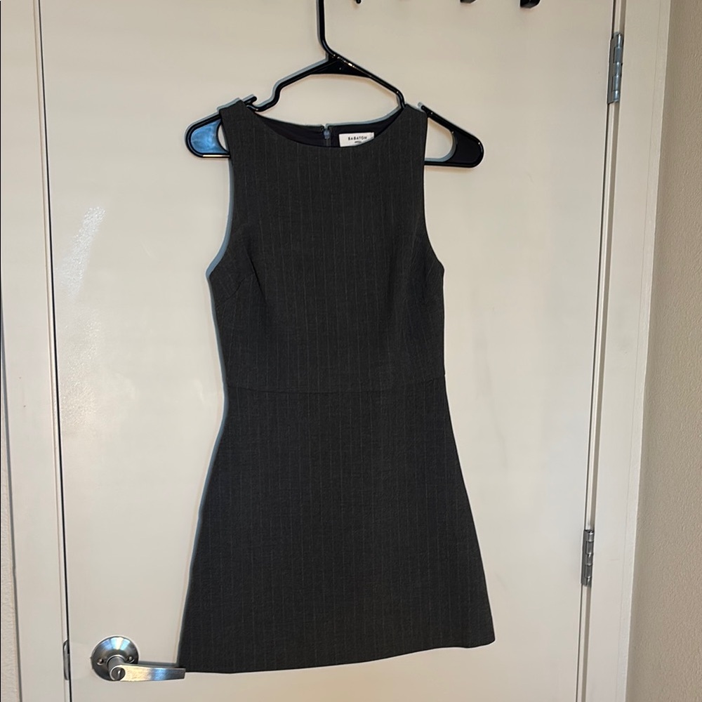 Aritzia Babaton Dark Grey Pin Stripped Dress